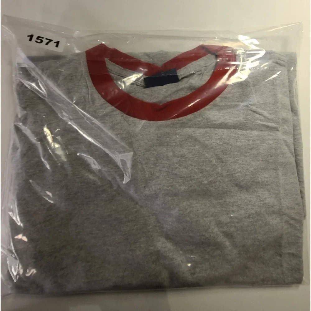 Champs Sports‎ Men's Ringer T-Shirt Gray Red Short Sleeve Crew Neck Athletic Tee